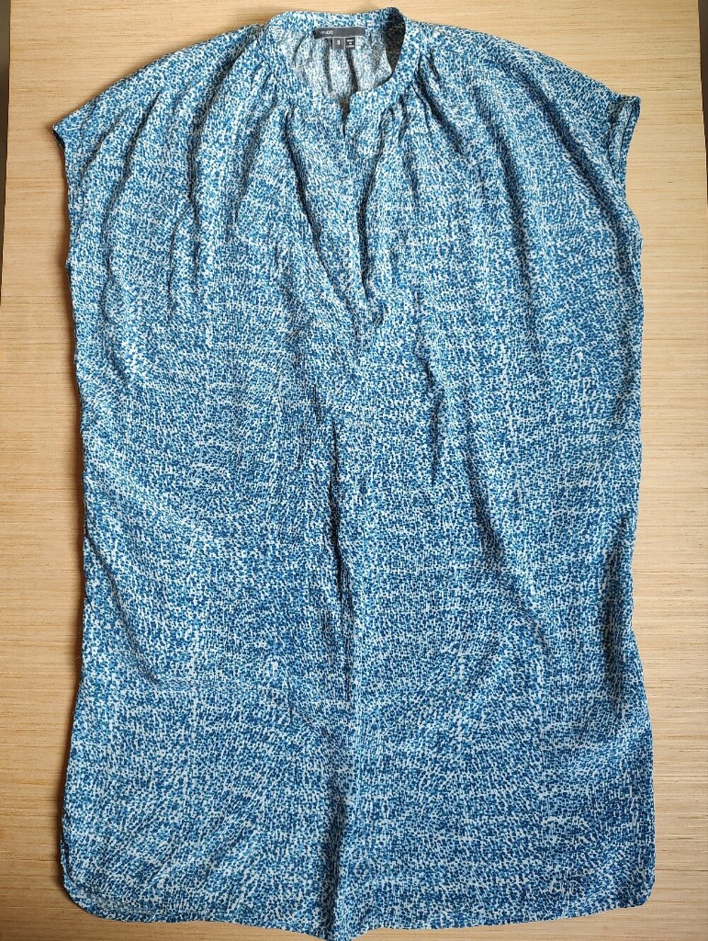 Vince Women's 100% Silk Dress Tunic Cover Up Blue White Pockets Size S Slits
